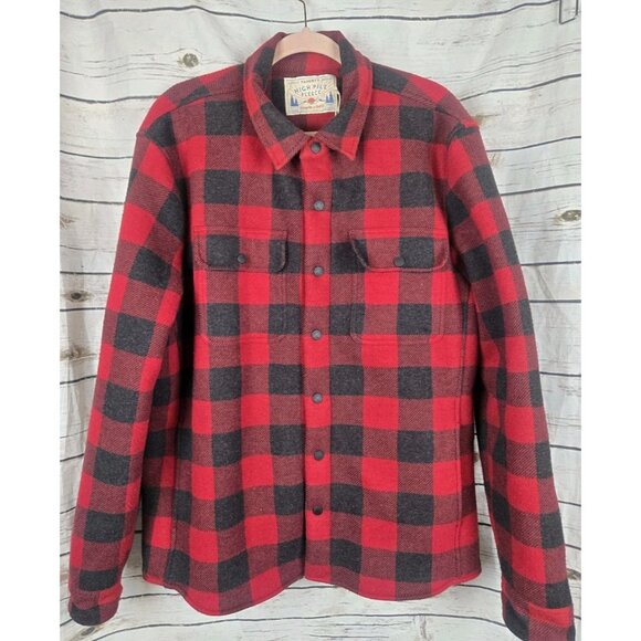 NWT Faherty Mens Red Buffalo Plaid High Pile Fleece Lined Jacket XL Sherpa - Picture 1 of 10